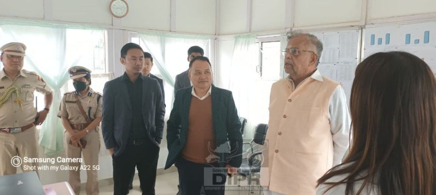 Nagaland Governor, La Ganesan interacts with doctors and staff of the Health Wellness Centre, Chunlikha during his visit to Tseminyu district on March 28. (Morung Photo)
